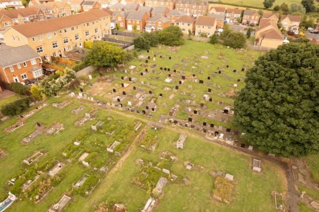 The Northern Echo: The graveyard in Wingate captured by drone Picture: SIMON MCCABE PHOTOGRAPHY