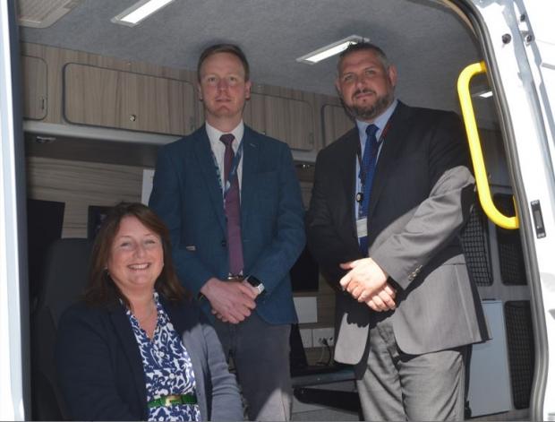 The Northern Echo: Police, Fire and Crime Commissioner Zoë Metcalfe, Detective Sergeant Liam Carter and Detective Inspector Gavin Mayes of the Cyber Crime Unit Picture: NYP
