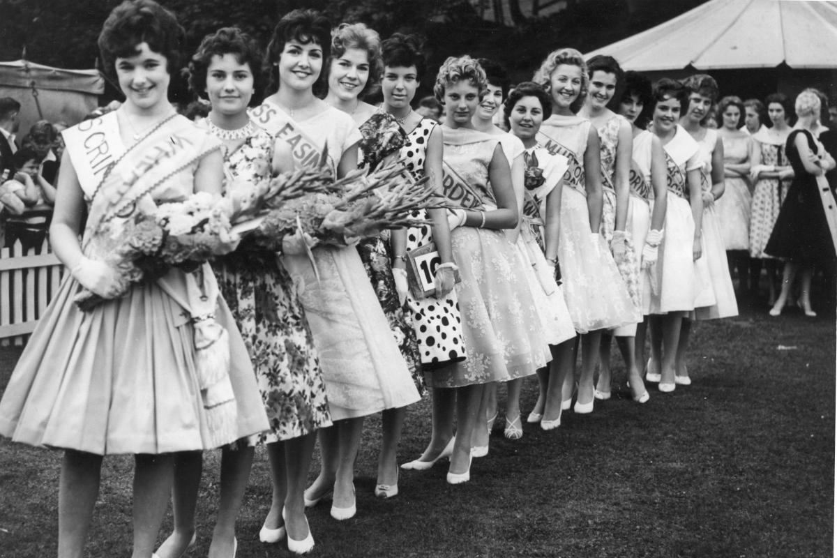 The east Durham beauty queens line up, with Miss Wheatley Hill at the front