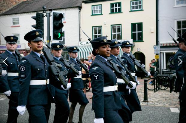 The Northern Echo: Members of RAF Leeming take part in a Freedom of Bedale parade through the town Picture: SARAH CALDECOTT