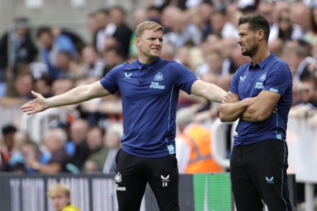 Eddie Howe and Jason Tindall on the touchline during Newcastle's win over Nottingham Forest
