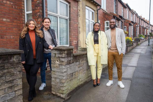 York couple Gemma and Scott and Worst House on the Street presenters Scarlette and Stuart Douglas Picture: Channel 4