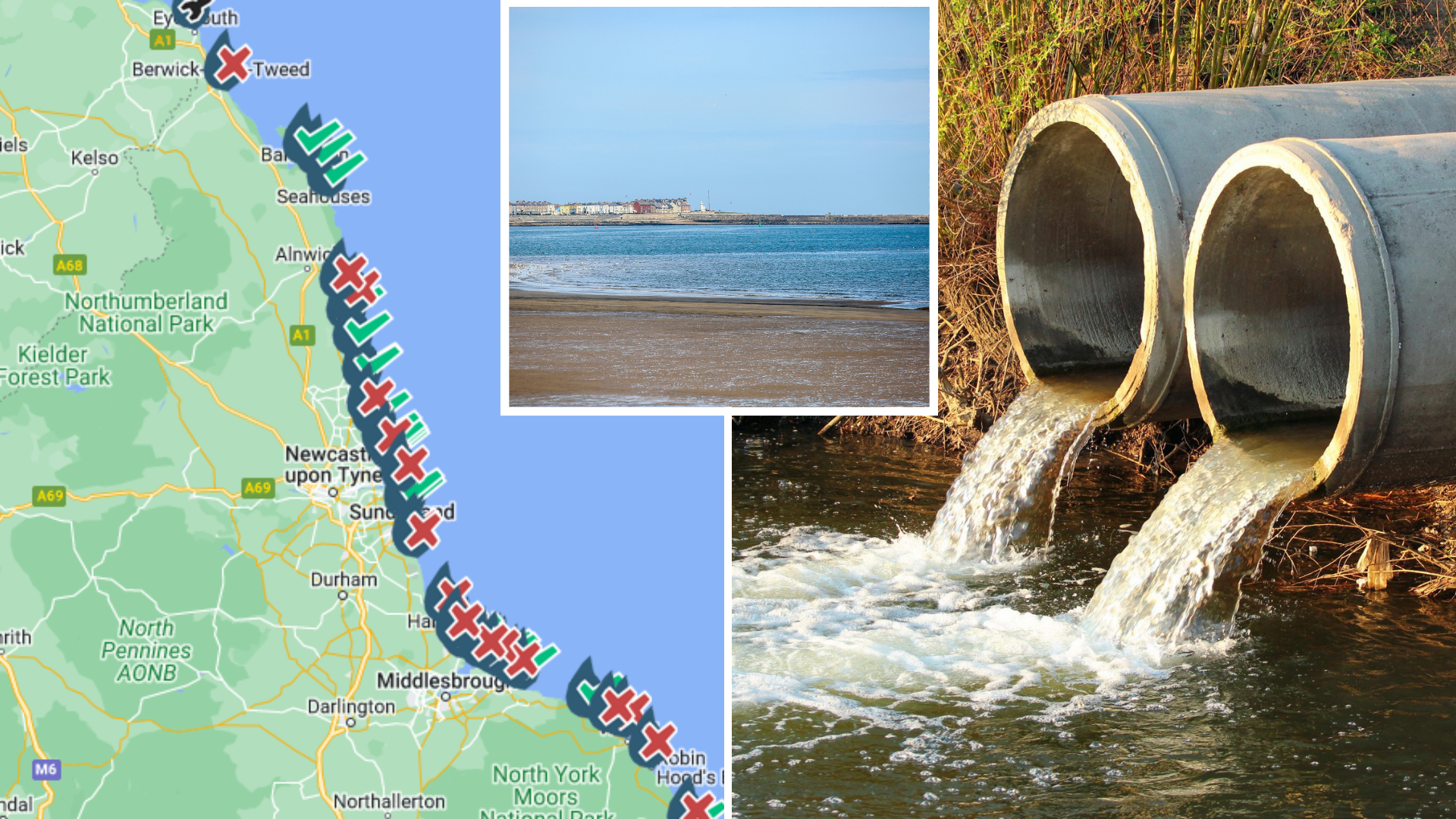 Which North East beaches have had sewage dumped into the sea today - Vimarsana News