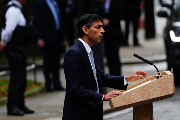 The Northern Echo: Rishi Sunak makes a speech outside 10 Downing Street. The Northern Echo: Rishi Sunak makes a speech outside 10 Downing Street.