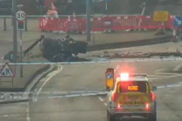 Seaburn A183 crash: Man in hospital after crashing into roundabout