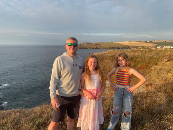 The Northern Echo: Keiron with his daughters Niamh and Orlaith. The Northern Echo: Keiron with his daughters Niamh and Orlaith.