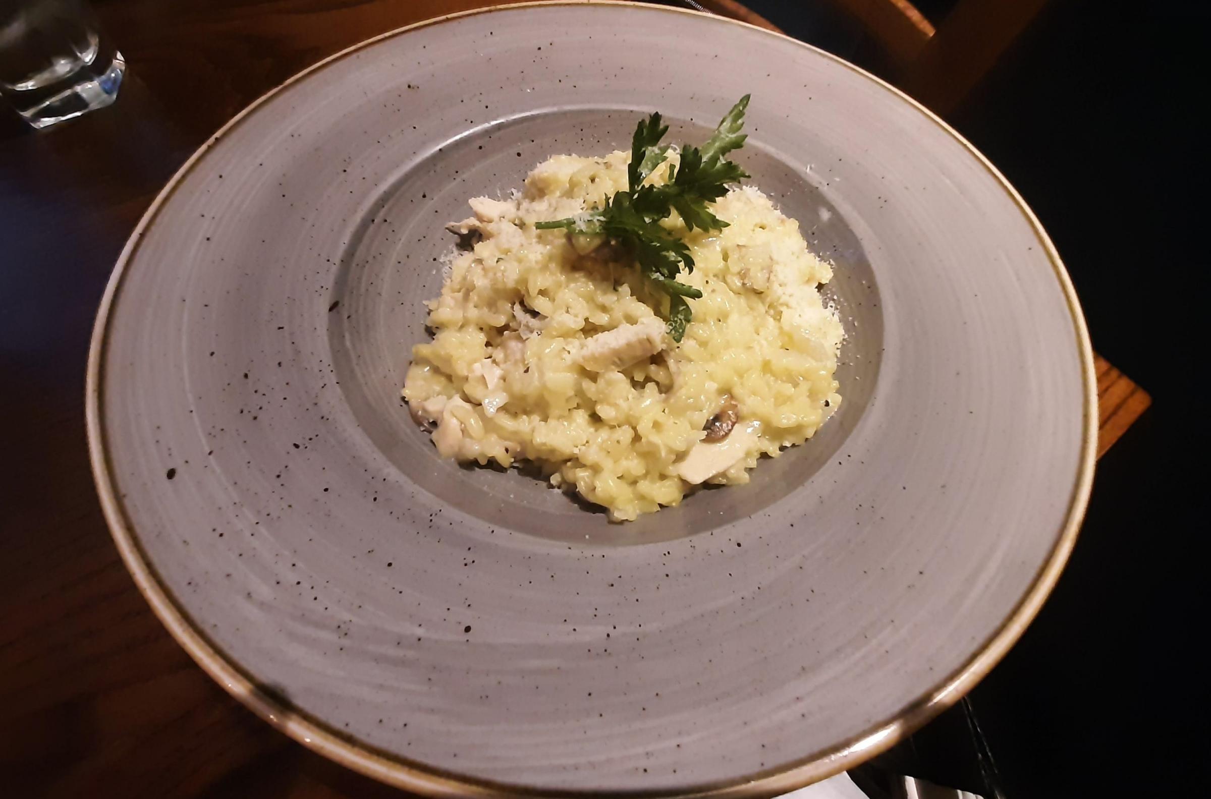 The pollo (chicken and mushroom) risotto