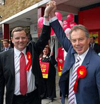 Former Prime Minister Tony Blair with the new Labour Sedgefield candidate Phil Wilson
