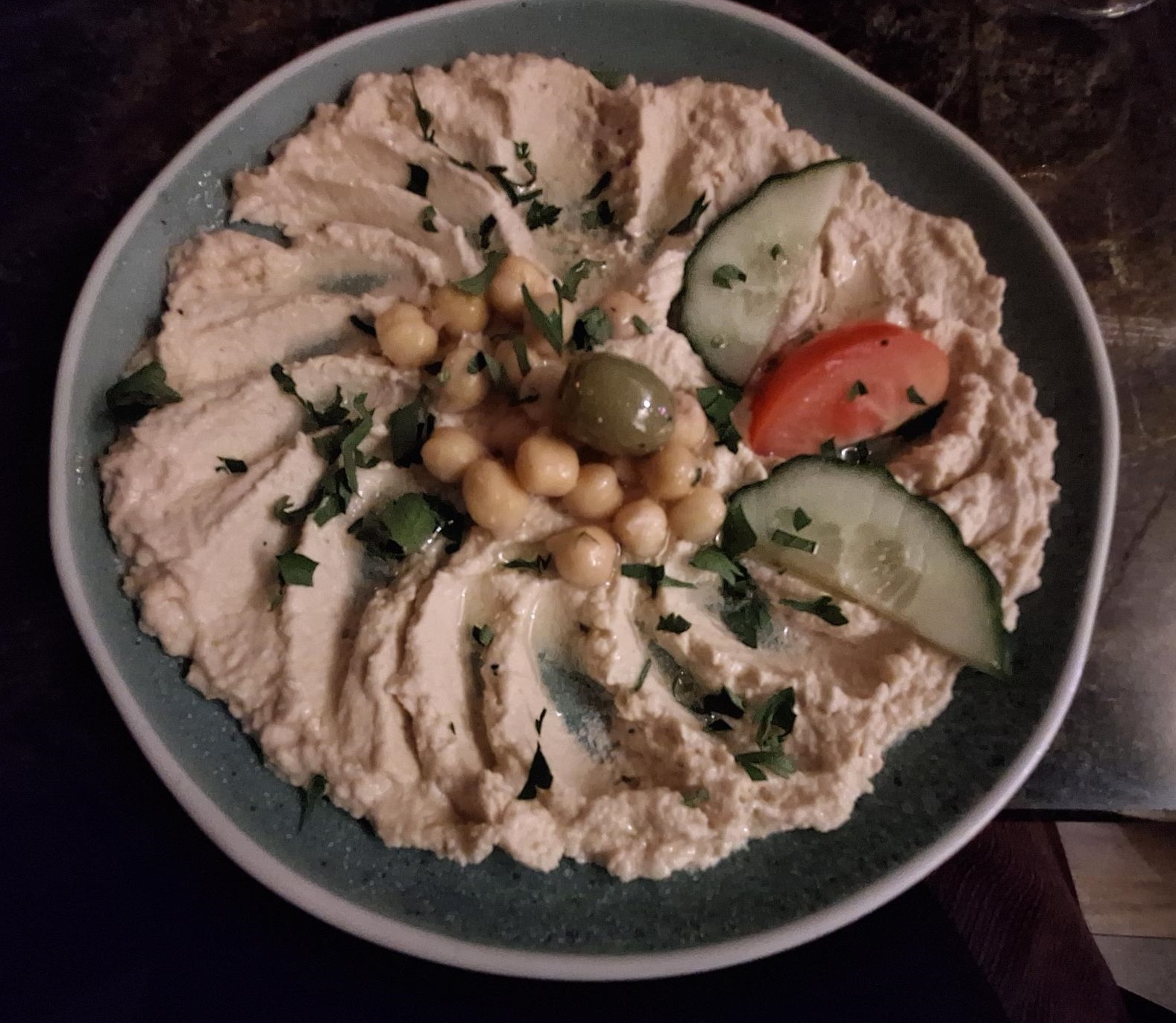 Houmous starter was a good-sized portion