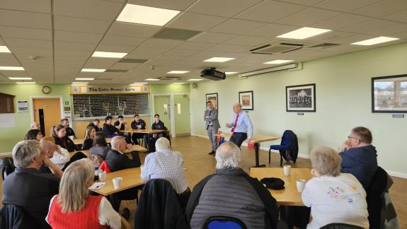 The Northern Echo: John Healey and Sam Rushworth speaking to veterans in Bishop Auckland. The Northern Echo: John Healey and Sam Rushworth speaking to veterans in Bishop Auckland.