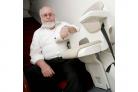 'SOFT TARGET': Mike Cunningham with his wife’s stairlift, for which they could become responsible for the maintenance under council cost-cutting plans