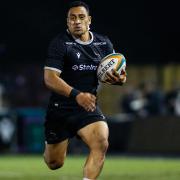 NEWCASTLE UPON TYNE, ENGLAND OCTOBER 18TH    Sinoti Sinoti of Newcastle Falcons at his powerful best during the Greene King IPA Championship match between Newcastle Falcons and Hartpury College at Kingston Park, Newcastle on Friday 18th October 2019.