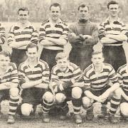 Darlington pictured in February 1952. Back (left to right): Bob Eaves, George Wardle, Roy Brown, Bill Dunn, DenisHowe and Jack Connors. Front: Baden Powell, Harry Yates, Jimmy Scarborough, Ken Murray and Gordon Galley
