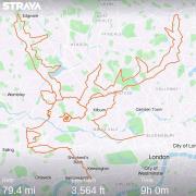 Anthony Hoyte's image of Father Christmas, created by cycling a route around London using the Strava app