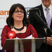 The 2019 general election vote count at Spennymoor Leisure Centre, County Durham for the City of Durham, Bishop Auckland and Sedgefield constituencies. Mary Foy wins the City of Durham seat.Picture by Tom Banks