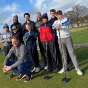 Young golfers Toby Mitford, Tom Hartshorne, Millie Hixon, Callum Brown, Callum Moncur and Freddie Walker are all involved on Steve McClaren's Golf Academy. Steve is also pictured with his son and psychologist, Josh McClaren, and strength and condition