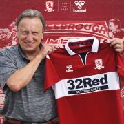 Middlesbrough manager Neil Warnock shows off the club's new home kit, which was unveiled earlier this week Picture: MFC