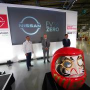 Nissan's Chief Operating Officer Ashwani Gupta, Patrick Melia Chief Executive Sunderland council and Envision's group Chief Operating Executive Lei Zhang, during the announcement that the Japanese car giant is to build a new electric model and huge batte