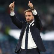 England manager Gareth Southgate celebrates their 4-0 win over Ukraine in the Euro 2020 quarter finals. PICTURE: PA.