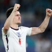 Harry Maguire celebrates after England's win over Ukraine
