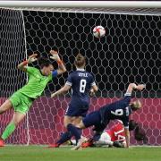 Ellen White scores Team GB's opening goal against Chile