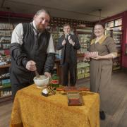 Rosie Nichols, keeper of social history at Beamish Museum, joins colleagues Carl McSorley and Matthew Henderson at the Edwardian Chemist and Dispensary ahead of the University of Sunderland’s Pharmacy Centenary celebration virtual tour event