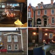 Pictured top left, Lisa C's Tripadvisor photo of the cosy fire at The Hat and Feather. Top right, The Water House(Tripadvisor image). Bottom left, the Stanley Jefferson (Tripadvisor image) and right, inside The Bishop's Mill.