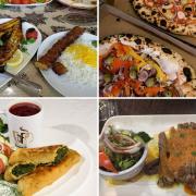 Photos via Tripadvisor show dishes from Persian Cottage (top left), Barbs Pizza (top right), Mannequin Cafe C.I.C. (bottom left) and Meze Lounge (bottom right).