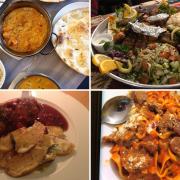 Photos via Tripadvisor show dishes from Shaheens (top left), Akarsu Turkish Restaurant & Grill (top right), Bistro Citron Vert (bottom right) and La Spada Ristorante (bottom right).