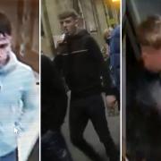 Three men that British Transport Police want to speak to in connection to a train fight on a service between Newcastle and Carlisle in January. Pictures: BRITISH TRANSPORT POLICE.