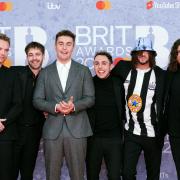 Sam Fender (centre-left) attending the Brit Awards 2022 at the O2 Arena, Londo (PA)
