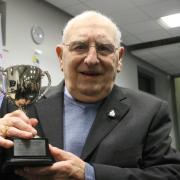 John 'Jack' Appleton after receiving his lifetime of achievement award at the Darlington Sports Winners Grand Final. Picture: Peter Barron