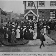 Barton was 'gay with bunting' on the opening day on May 2, 1908, of its second village institute