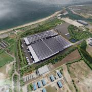 An artist's impression of the proposed Britishvolt gigafactory at Cambois, near Blyth in Northumberland.