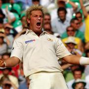Shane Warne celebrates after dismissing England's Andrew Flintoff at the Oval in 2005