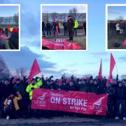 Around 200 workers, comprising the entire shopfloor workforce at the two factories, both owned by NSK Europe, have taken strike action every Wednesday and Saturday. Pictures: GRAHAME MORRIS MP.