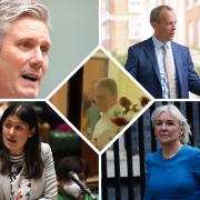 Sir Kier Starmer, Dominic Raab, Lisa Nandy and Nadine Dorries. Centre: Sir Kier pictured in Durham, where he's accused of breaking lockdown rules. Picture: PA MEDIA.