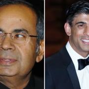 Gopi Hinduja (left) along with his brother Sri were top of the list, whilst Rishi Sunak (right) made it on with his wife Akshata Murty (Credit; PA)