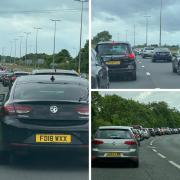 According to Highways, the A66 towards Long Newton and the A77 near Oak Tree are experiencing delays of up to 15 minutes, with some cars seen turning around from the queues. Picture: NORTHERN ECHO