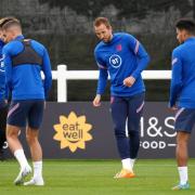 Harry Kane (centre) during training at the Sir Jack Hayward Training Ground. Picture: NICK POTTS/PA WIRE