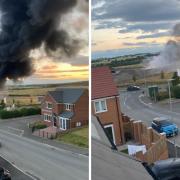 Emergency services were called to the Integra 61 site in Bowburn, Durham on Tuesday (July 12) after members of the public reported seeing black plumes of smoke coming from industrial land to the west of the Amazon site. Pictures: LYNDSAY WILLIAMS