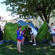 Greay Ayton Girl Guides give a demonstration erecting their new  patrol tent