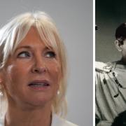 Culture Secretary Nadine Dorries, and a part of the 'dangerous' image of Rishi Sunak stabbing Boris Johnson which she shared