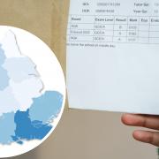 The grade gap for A and A* has widened between the North and South. Map: DANIEL HORDON. Picture: PA