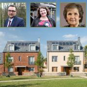 Main image, from the Sniperley masterplan indicating how a development could look. Credit: LDA Design. Inset left to right: Councillors Mark Wilkes, Carl Marshall, Maura McKeon and Patricia Jopling who discussed the matter at a planning committee