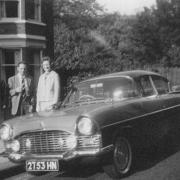 PRIDE AND JOY: Jean Leckenby and her husband, Leslie, with, left, their friend Irene Barlow in Darlington, in 1962, with a two-tone blue Vauxhall Cresta