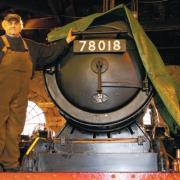 CHIEF VOLUNTEER: Malcolm Simpson pictured with 78018 at Darlington Railway Preservation Society’s headquarters