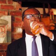 Kwasi Kwarteng at the Grey Horse pub and Consett Ale Works Brewery in Consett in July 2021
