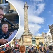 Si King delivered a passionate speech to crowds at the 'Enough is Enough' protest in Newcastle's City Centre. Pictures: NNP
