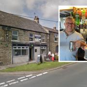 The Grey Bull in Stanhope scooped the prize. Inset, Stuart Brown (L), landlord of the Grey Bull and Richard Holden MP (R). Picture: GOOGLE
